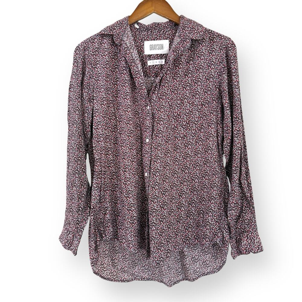 Frank & Eileen Pink and Black Micro Floral Button-Down Shirt